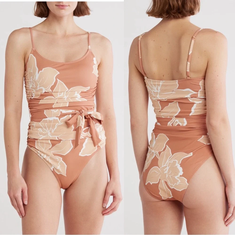 HUTCH Women’s Size XS Hazel Floral Print‎ Zenna Tie Waist One-Piece Swimsuit
